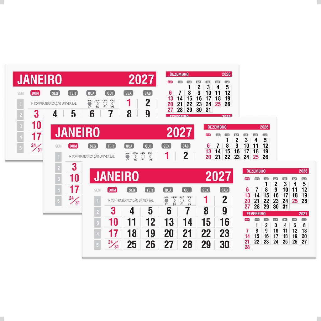 1000 Refil Para Calendário De Mesa Em Pvc 2027