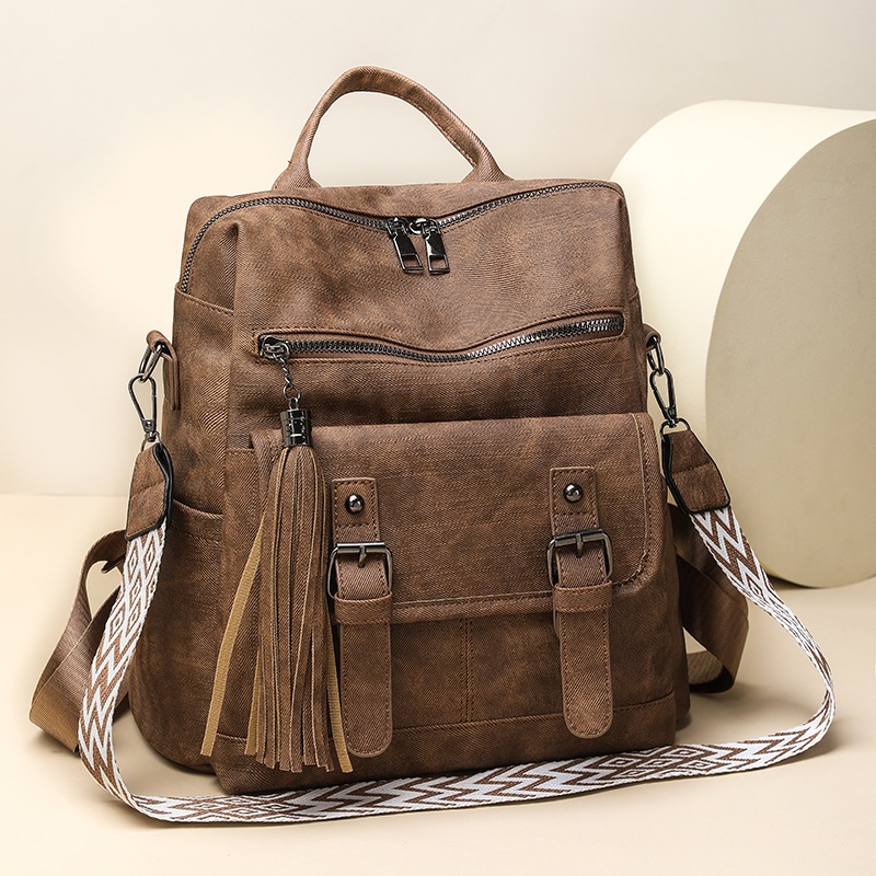 Modelo 2266, nova mochila feminina em PU, estilo retrô europeu e americano, versátil
