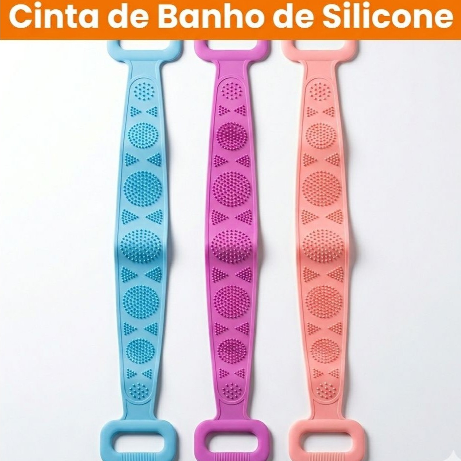 Esponja Massageadora Silicone Para Banho Lava Costa Anti Bacteriano Bucha Esfoliação Cores Sortido