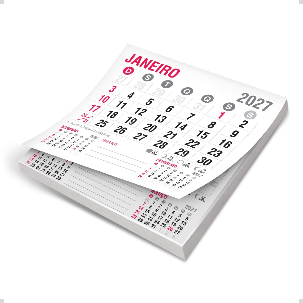 Bloco de Calendário P/ Postal 2027 1000 e 3000 Un