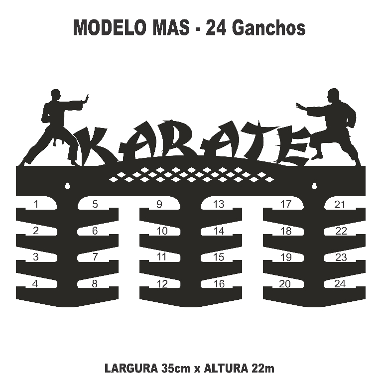 Porta Medalhas Karatê Vazado Masculino&Feminino MDF