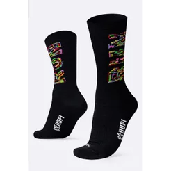 Meia para Corrida HUPI RUN Colors 1 Par Cano Médio, Cor: Preto, Tamanho 36-42