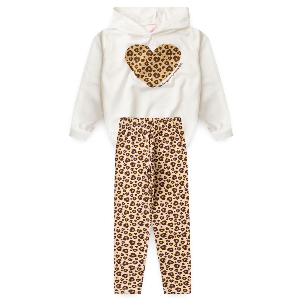 Conjunto Infantil Inverno Menina Moletom com Capuz + Calça Cotton Tendência L85