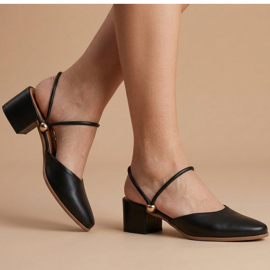 Sapato Feminino Mule Scarpin 2 em 1 Tamanco Salto Médio Bico Fino Linha Conforto