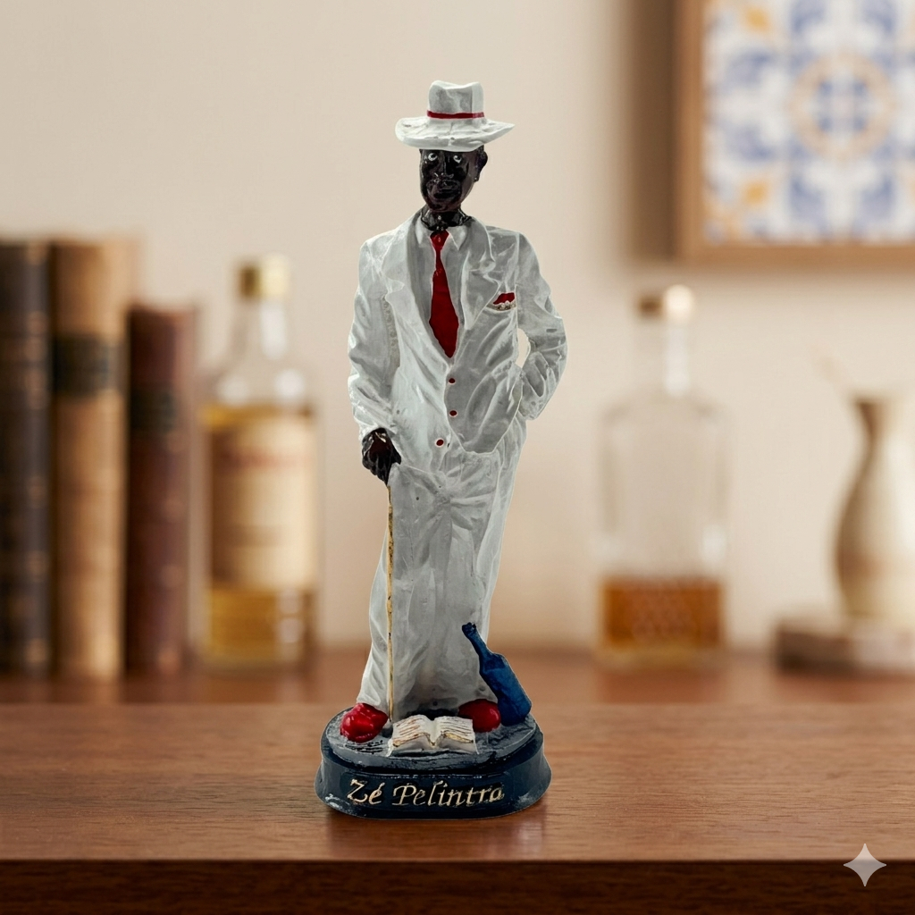 Imagem Zé Pilintra 15cm Resina Estátua Religiosa Umbanda Decoração Espiritual Proteção Axé Presente