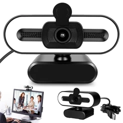 Webcam Câmera Computador Full HD 1080x1920p 2MP USB Plug Play Microfone Embutido Com uma luz de enchimento