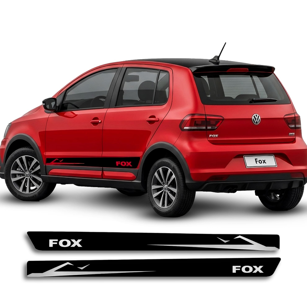Adesivo Faixa Lateral Fox Envelopamento Vinil Par Laterais Visual Moderno Carro Novo