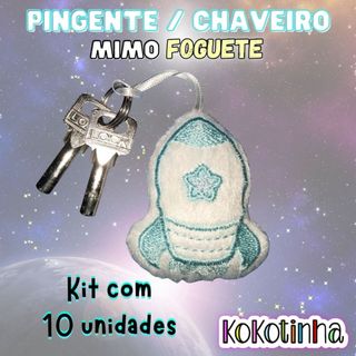 Kit com 10 Pingentes Chaveiro foguete  - lembrancinha tema astronauta - mimo aniversário, maternidade, revelação bebê