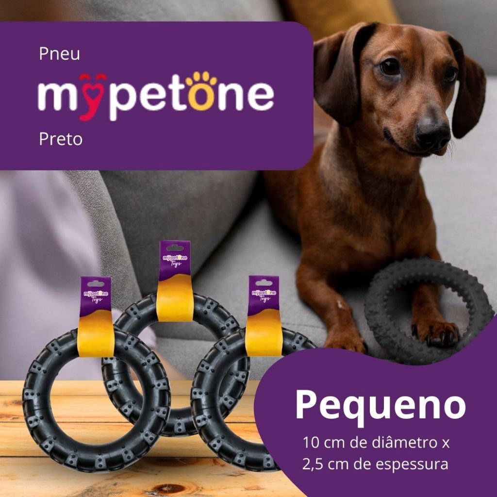 3 Pneu Mordedor de Borracha MyPetOne Pequeno Para Cachorro Brinquedo Resistente Pet