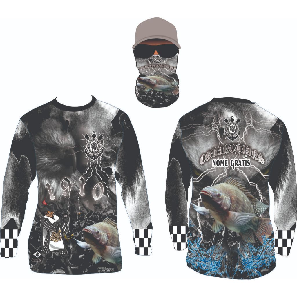camisa camiseta DOURADO TAMBAQUI tilapia traira time  pesca uv bandana e nome gratis ref52