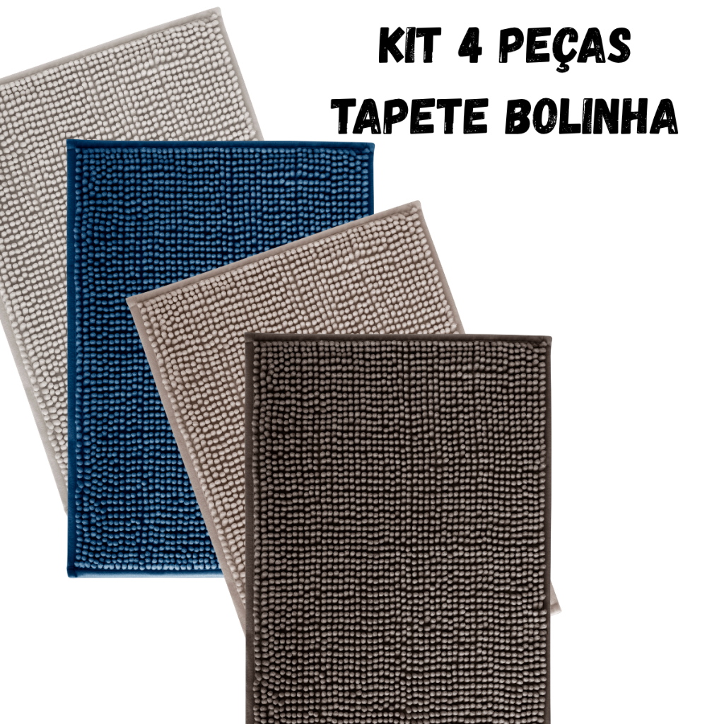 Kit 4 peças Tapete De Banheiro Antiderrapante Bolinha Microfibra Combo desconto Saida Box Piso Macio em Oferta na Shopee