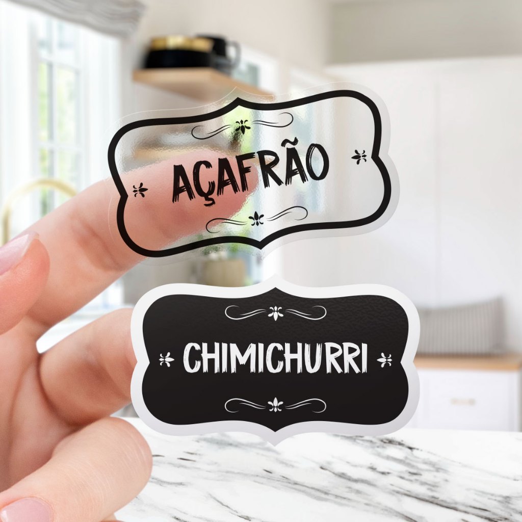 50 Etiquetas Adesivas em Vinil para Potes Organizadores Temperos Mantimentos Organizador 5x3cm