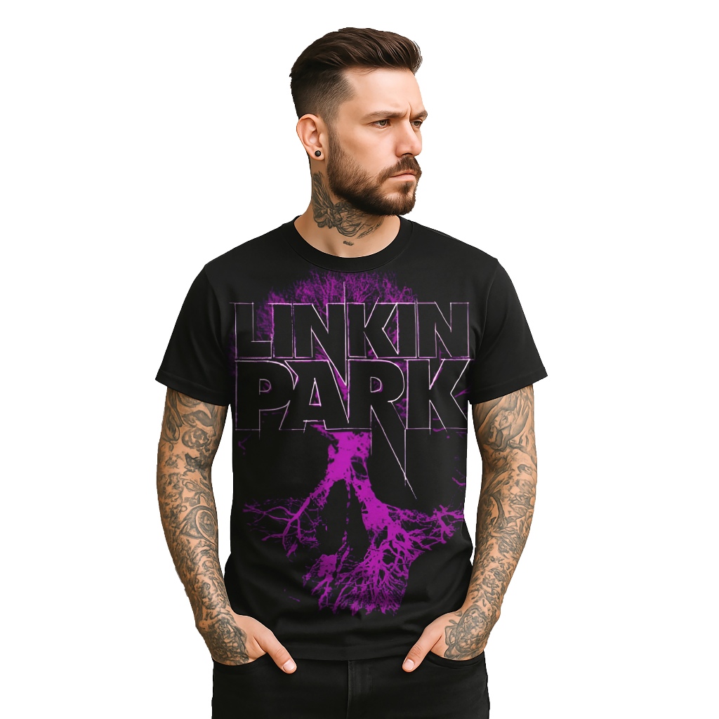 Camiseta Banda Rock Linkin Park Skull Camisa Unissex Algodao Masculino Preta