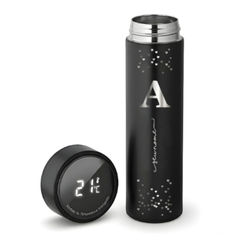Garrafa Térmica Inteligente 500ml: Display de Temperatura e Personalização a Laser - Nome - Logo - Time