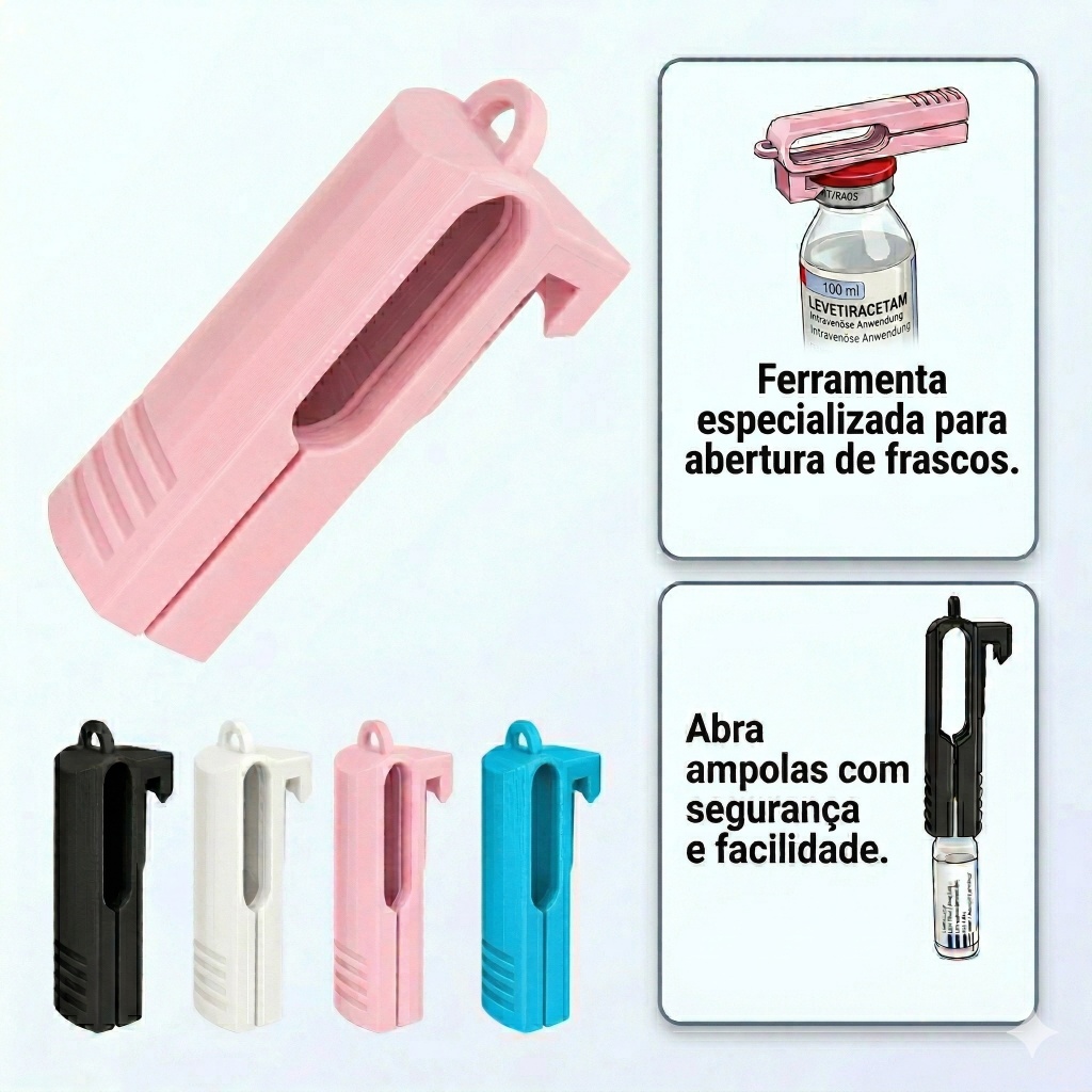 Quebra Ampolas Com Abridor De Frascos Multidoses Abridor Profissional Hospitalar
