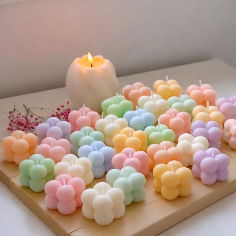 Kit 5 Velas Mini Bubble Aromáticas | Lembrancinhas várias cores e aromas