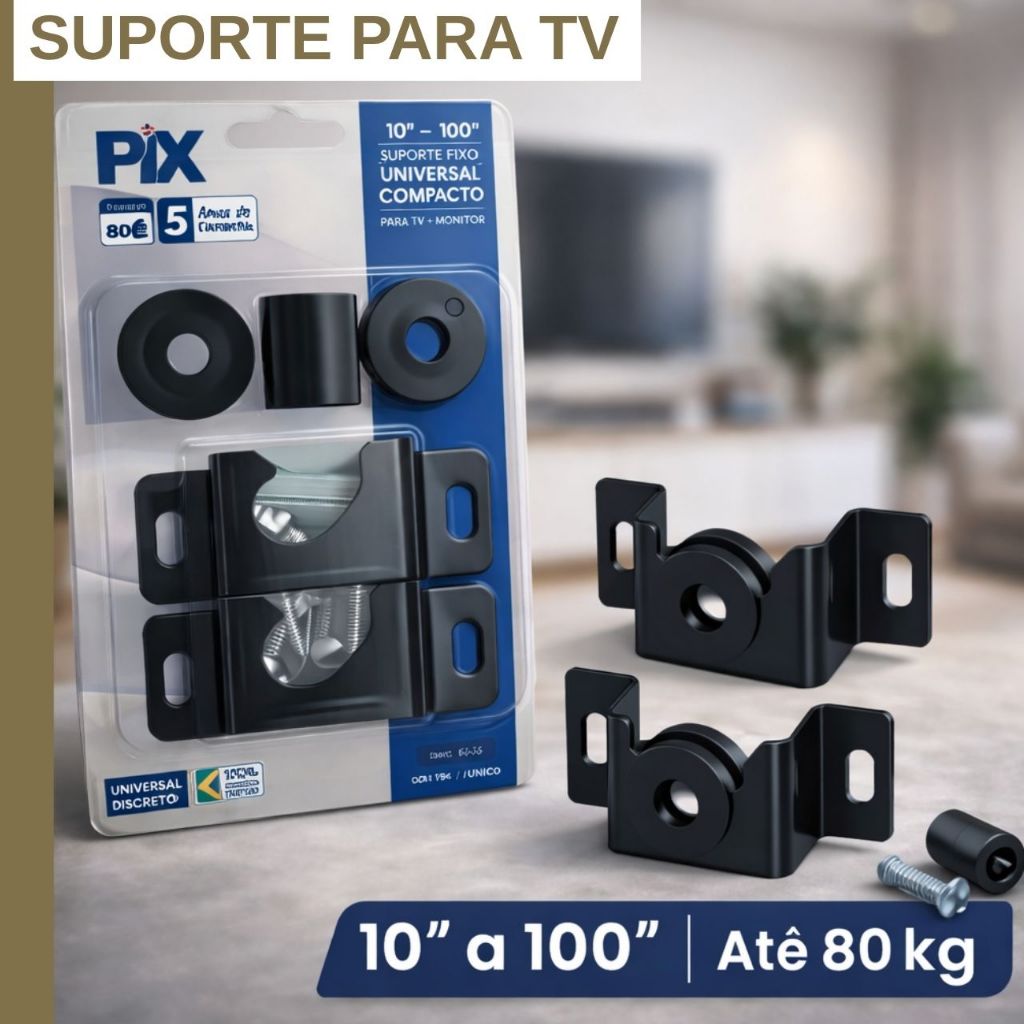 Suporte TV Fixo Universal Smart TV LED LCD 4K ate 4 unidades Monitor até 85' Parede ou Paniel