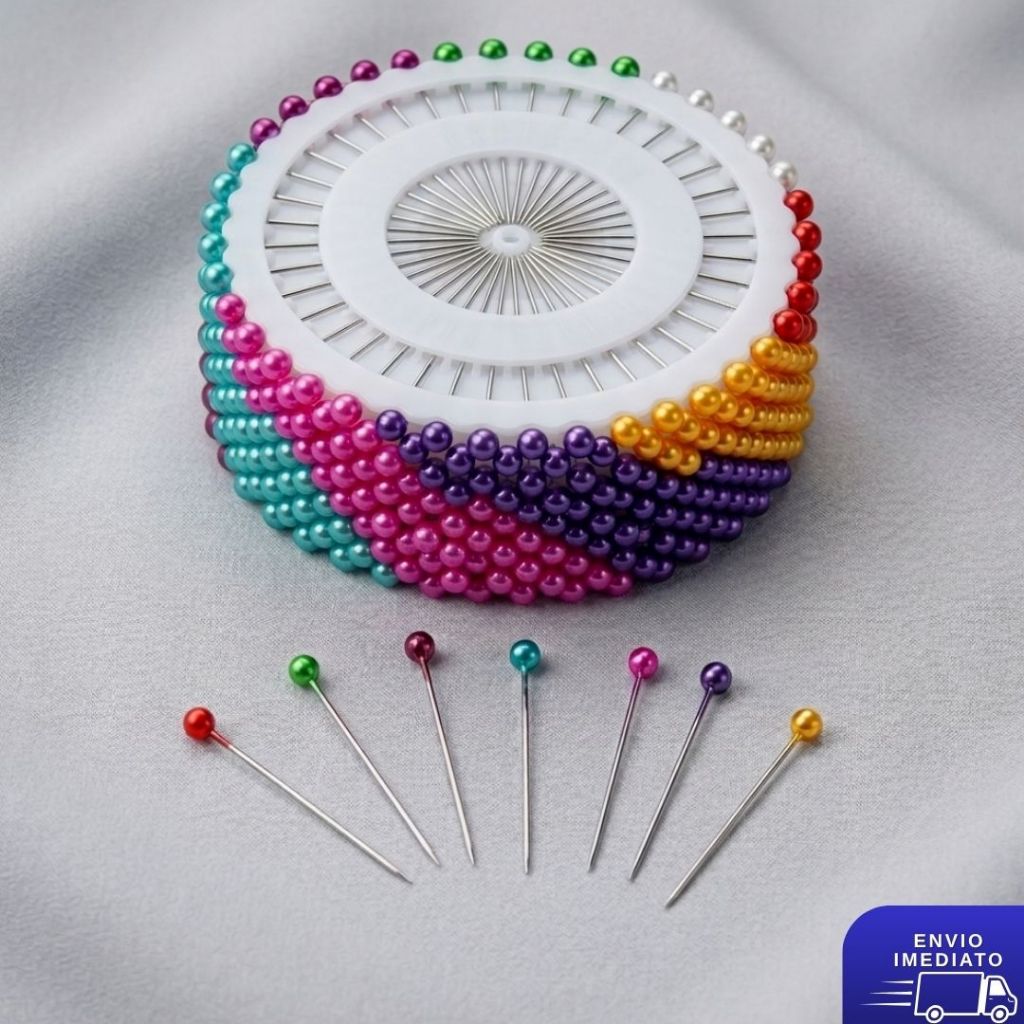 Kit 480 Alfinetes Coloridos 35mm – Perfeito para Costura, Artesanato e Escola