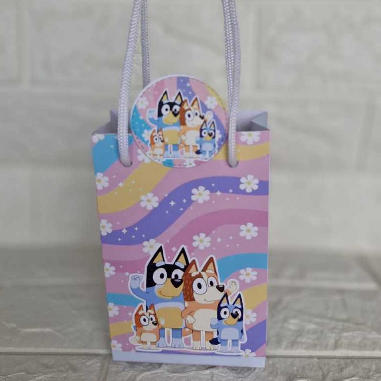 Sacolinha Personalizada Tema Bluey e Bingo Lembrancinhas Personalizadas Caixinhas/Surpresa de Aniversário