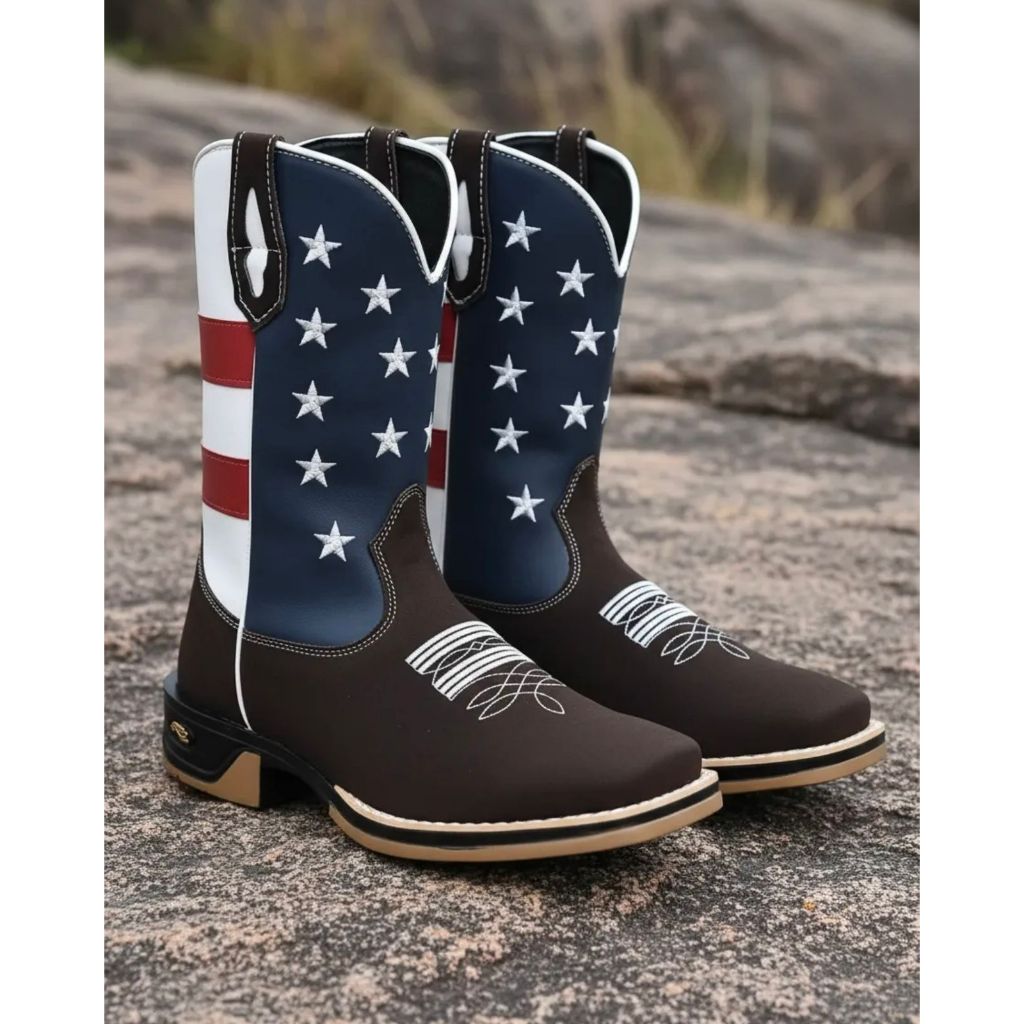 Texana Unissex Estados Unidos Estilo Country Toque Patriótico Conforto Premium Numeração 36 ao 45