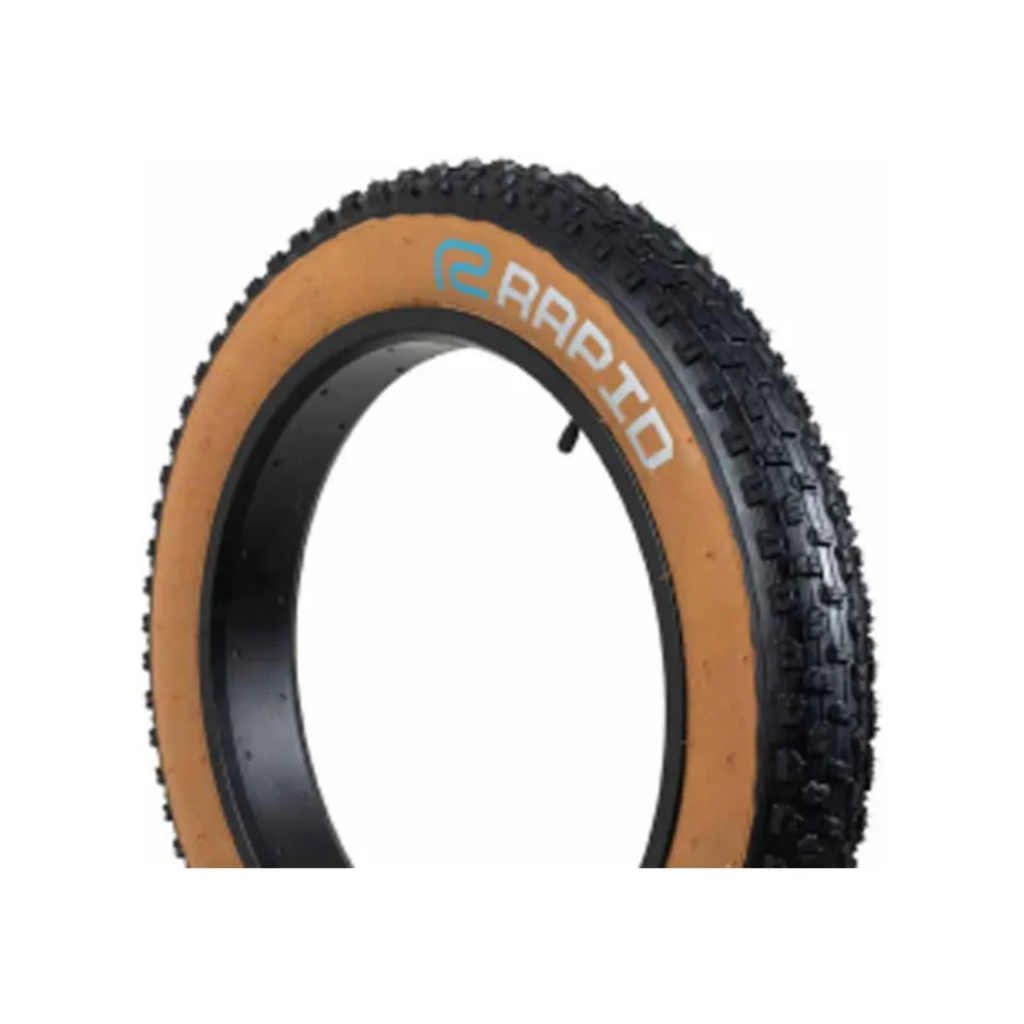 Pneu Rubbest Bicicleta Aro 20 X 4.0 Largo Kevlar Bike Eletrica Fat Bikes Rapid Faixa Marrom