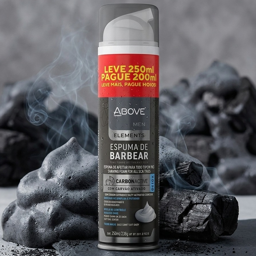 ABOVE ESPUMA DE BARBEAR COM CARVAO ATIVADO - LEVE 250ML PAGUE 200ML