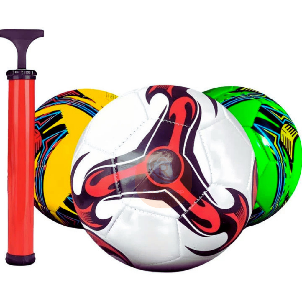 Bola Couro Sintetico e Bomba De Futebol Futsal Campo Nº 5 Costurada Cores Variadas Treino e Jogo Oficial Quadra Menino