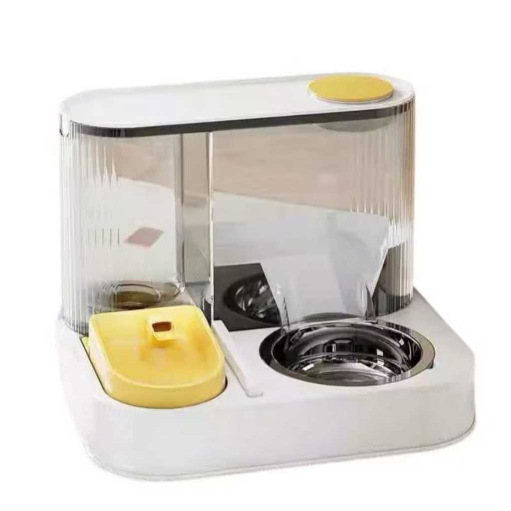 Comedouro e Bebedouro Autómatico Fonte Duplo com Tigela em Inox Pet 2 em 1 para Cães Cachorro e Gato