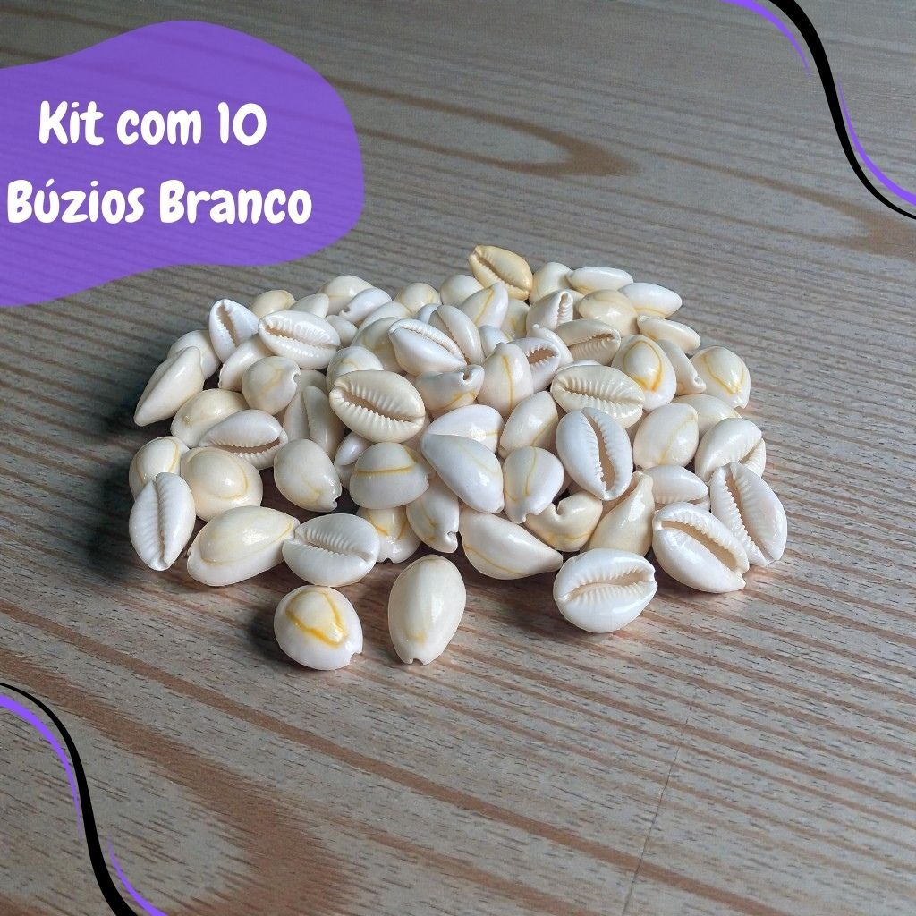 Kit com 10 Búzios Branco Fechado Umbanda e Candomblé em Oferta na Shopee
