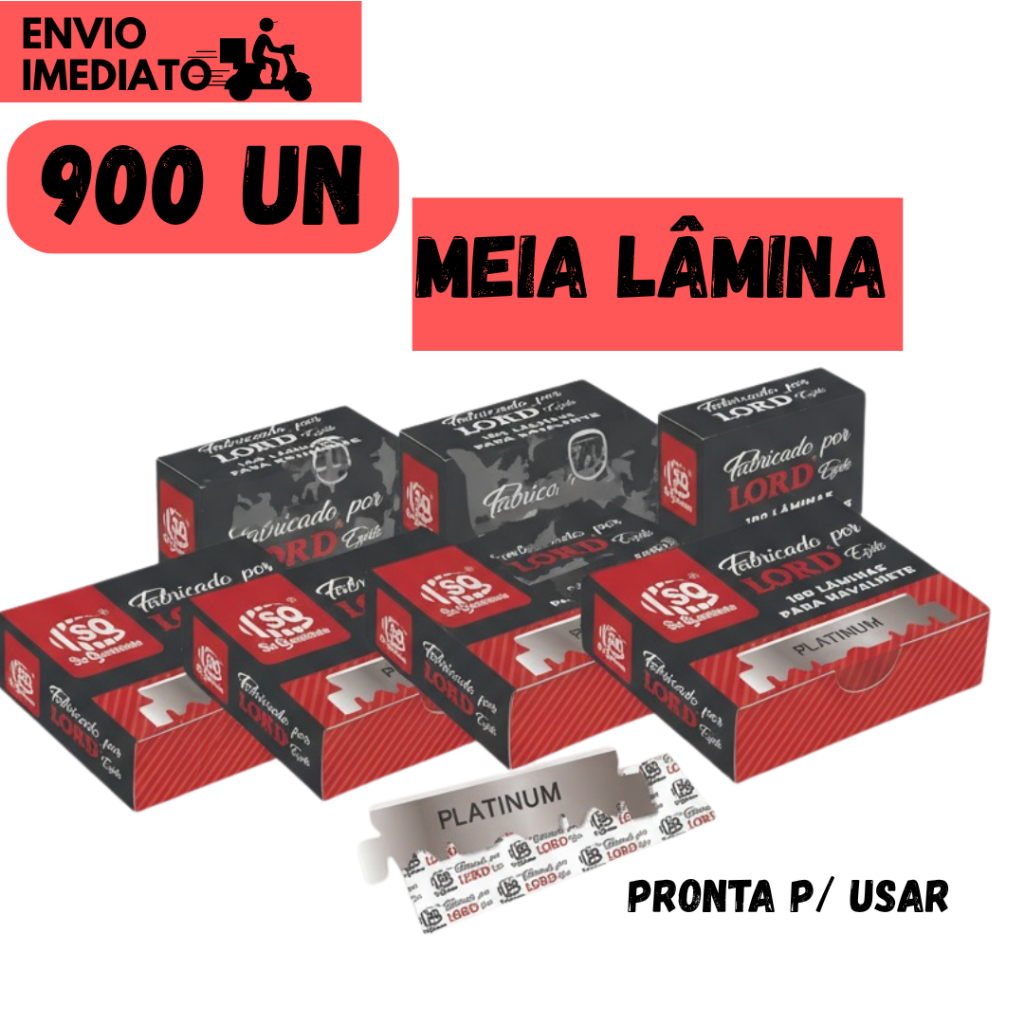 Kit 900 Meia Lâmina Para Navalhete Lord Egito Barba Profissional Barbearias Cabeleireiros Navalhas