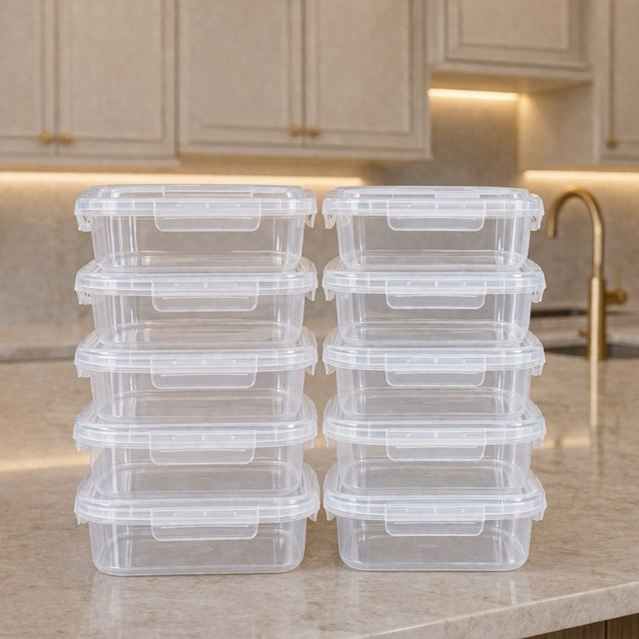 Kit 10 Marmita Potes 800ml com Travas Laterais BPA FREE - Alimentos organizadores de congelador