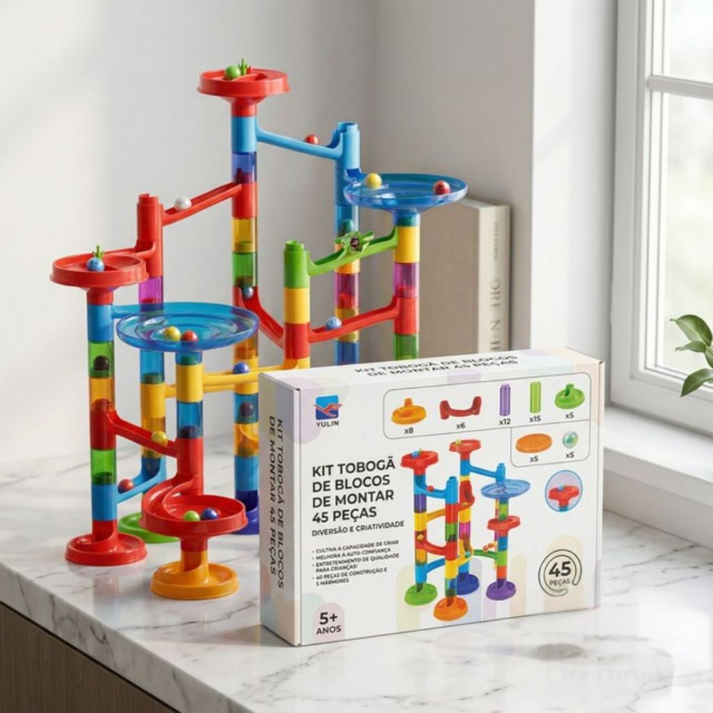 Kit Toboga de Blocos de Montar 45 Pecas Brinquedo Educativo Infantil Criativo Presente Crianca