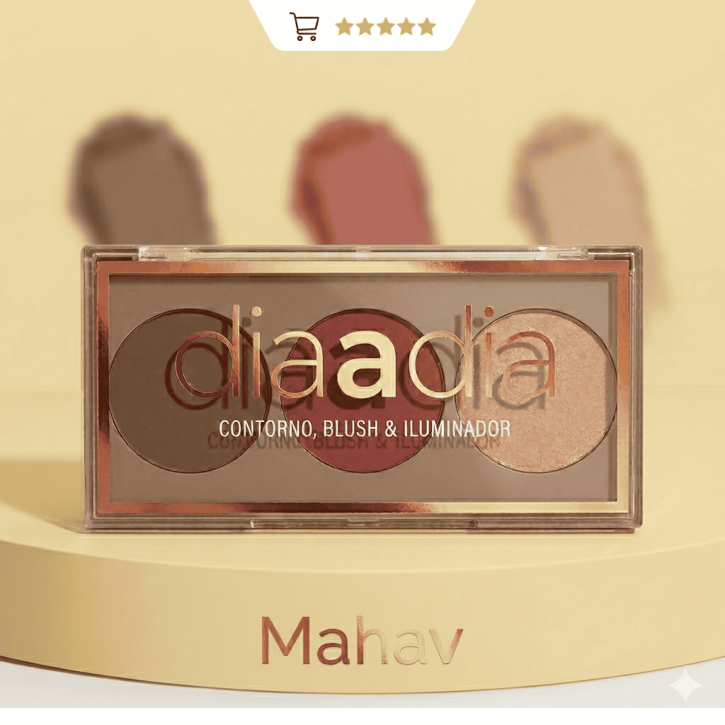Trio Contorno, Blush e Iluminador Dia a Dia Mahav 3 em 1 Multifuncional em Oferta na Shopee