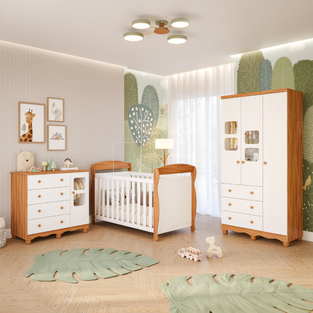 Quarto Bebê Completo 100%mdf Berço Americano Marquesa 3 em 1 Guarda Roupa 3 Portas Cômoda Uli — R$ 1.499,90 em Shopee, 17% OFF