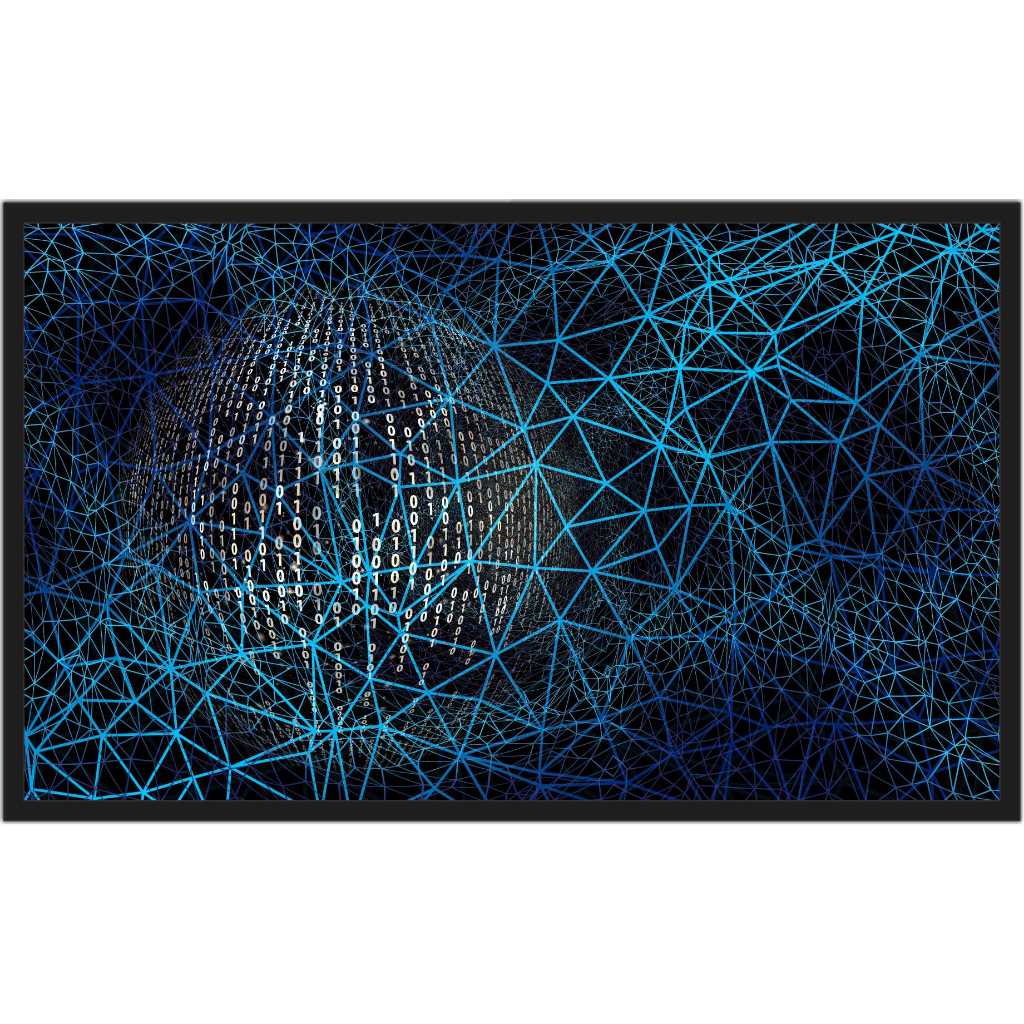 Quadro Decorativo Em Policarbonato Tema Informática Tecnologia Inovação Com Moldura Em Madeira Preta Tamanho Grande Gg