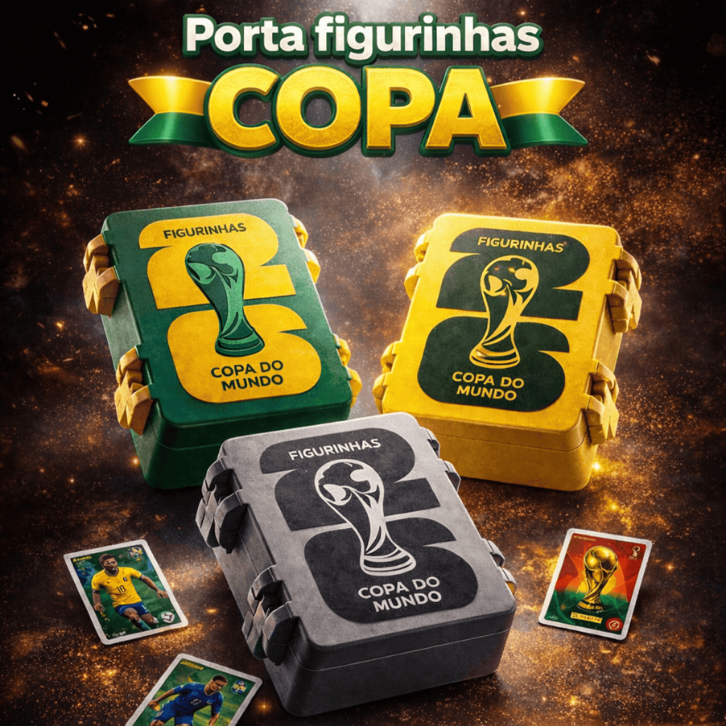 Caixa de Figurinhas Copa do Mundo | Porta Figurinhas Copa do Mundo | Organizador de Figurinhas Futebol | Case Box Cards