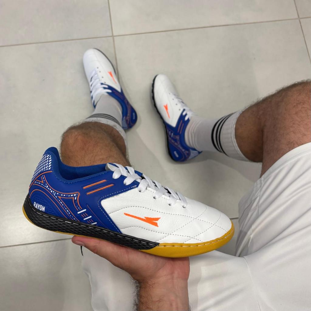Chuteira Futsal Salão Rayon Profissional Colada e Costurada Feminina Masculina Quadra Futebol Leve