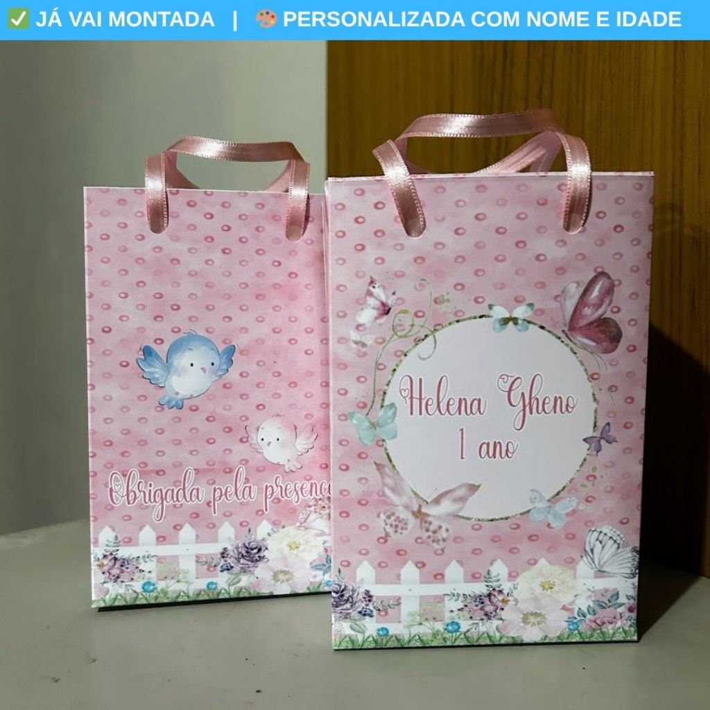 Sacolinha Personalizada Surpresa Jardim Encantado Borboleta Festa Infantil Lembrancinha Aniversário