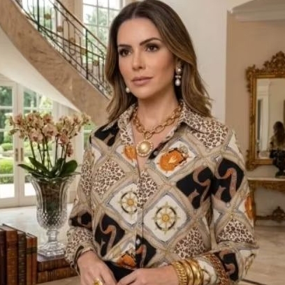 Blusas Estampada com manga morcego e amarração/escritório Igreja salão manicure promoção preço baixo Roupas saldo/coluna