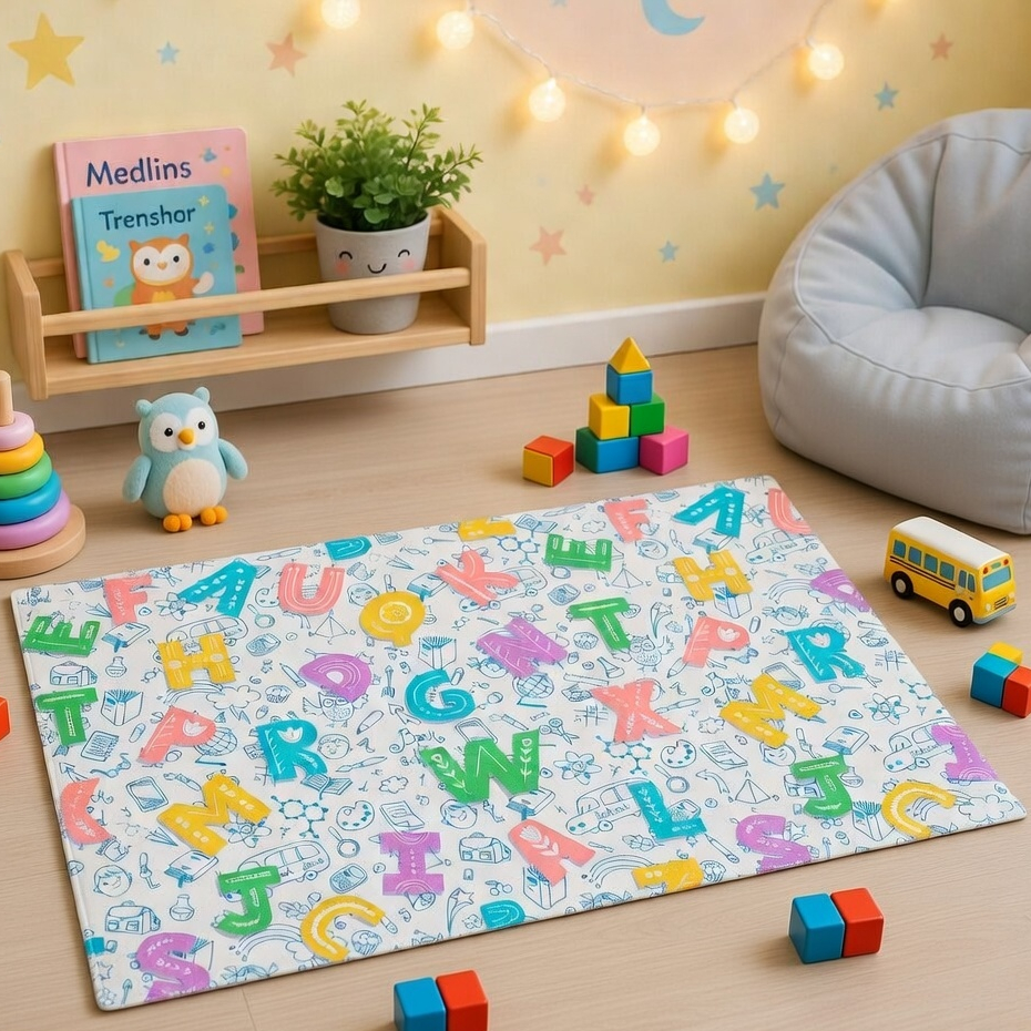 Tapete Infantil Gigante Educativo Letras e Números Tatame EVA Emborrachado Antiderrapante