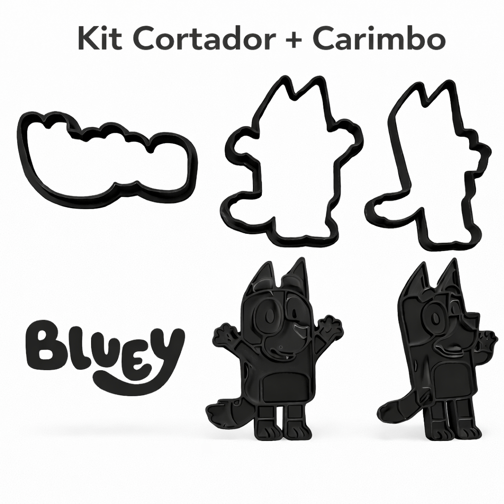 Kit Cortadores Carimbos Bluey INFANTIL CONFEITARIA Festa Biscoito Desenho Molde Perfeito