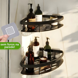 Kit com 2 Suportes para Shampoo Condicionador Maquiagem Adesivo de Parede Banheiro e Cozi…