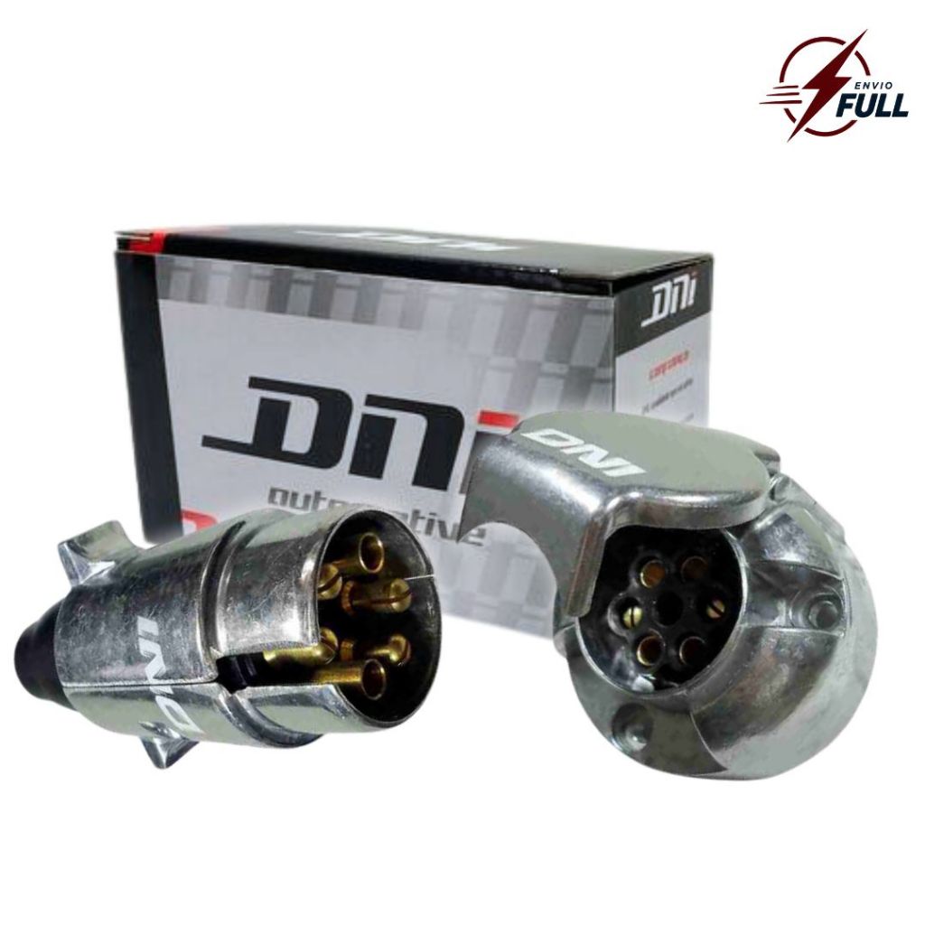 Tomada Elétrica Engate Carretinha Carreta Macho Fêmea 6 Pinos/ Polos Metal Alumínio DNI 8325