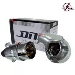Tomada Elétrica Engate Carretinha Carreta Macho Fêmea 6 Pinos/ Polos Metal Alumínio DNI 8325