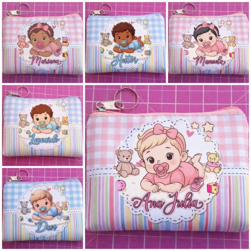 kit 10-5 lembrancinha mini necessaire personalizada Maternidade Aniversário chá de bebê com nome Bolsinha