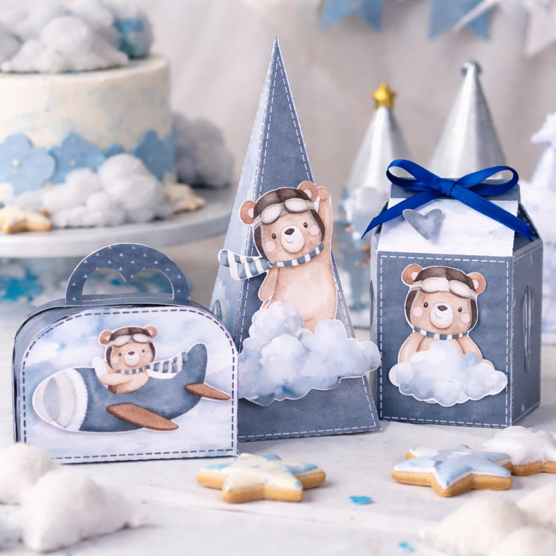 kit Festa URSINHO AVIADOR - Lembrancinhas Personalizadas URSINHO AVIADOR - Caixinhas Personalizadas - Festa infantil