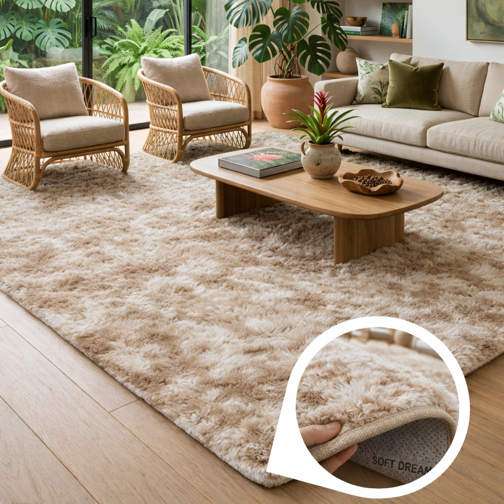 Tapete Decorativo Grande 3,00x2,00 Peludo Sala de Estar Macio Confortável Luxo