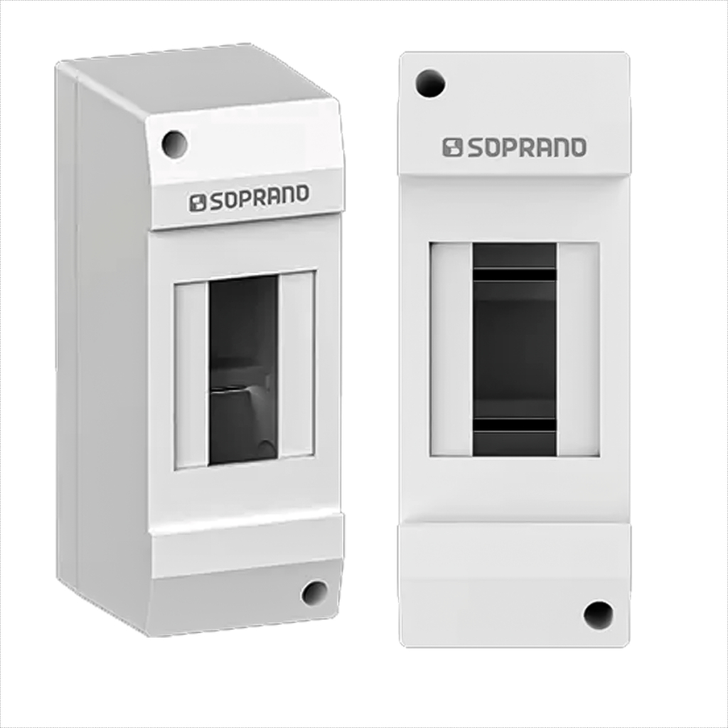 Quadro Elétrico De Distribuição Sobrepor Branco Para 2 Disjuntores DIN Caixa Com Tampa SOPRANO