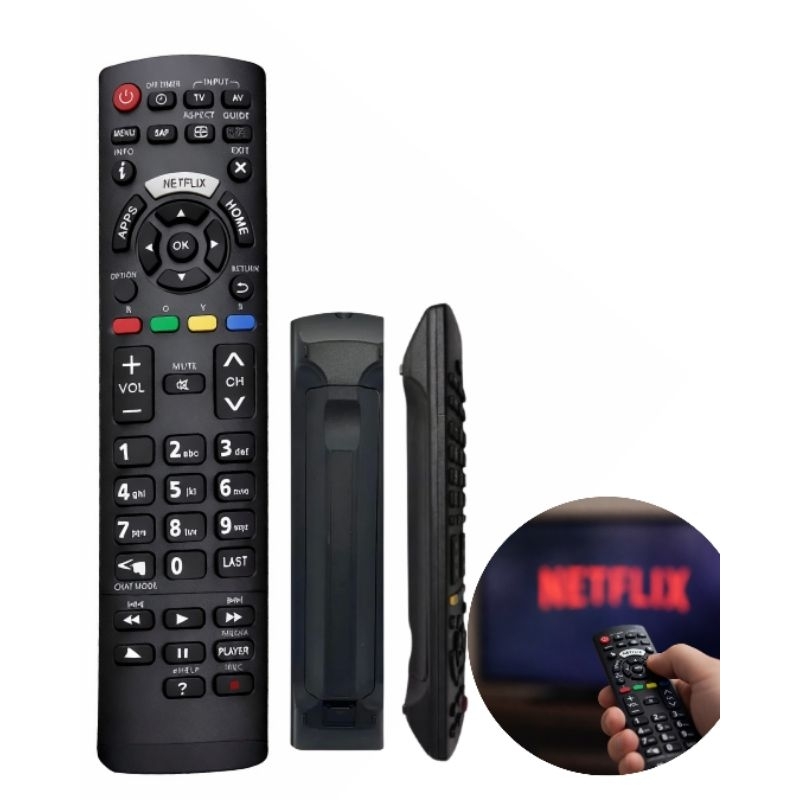 Controle remoto Compatível com  tv Televisão Televisor Panasonic Smart Atalho Netflix Streaming Grande Ergonômico