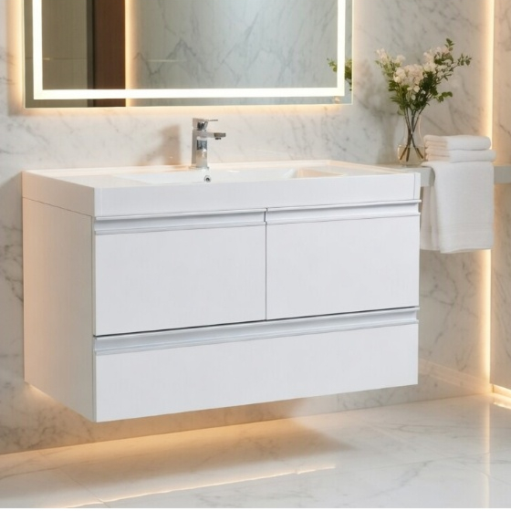 Gabinete Banheiro Armário Pia Lavanderia 100% MDF Gabinete de Banheiro 90cm  com Gaveta